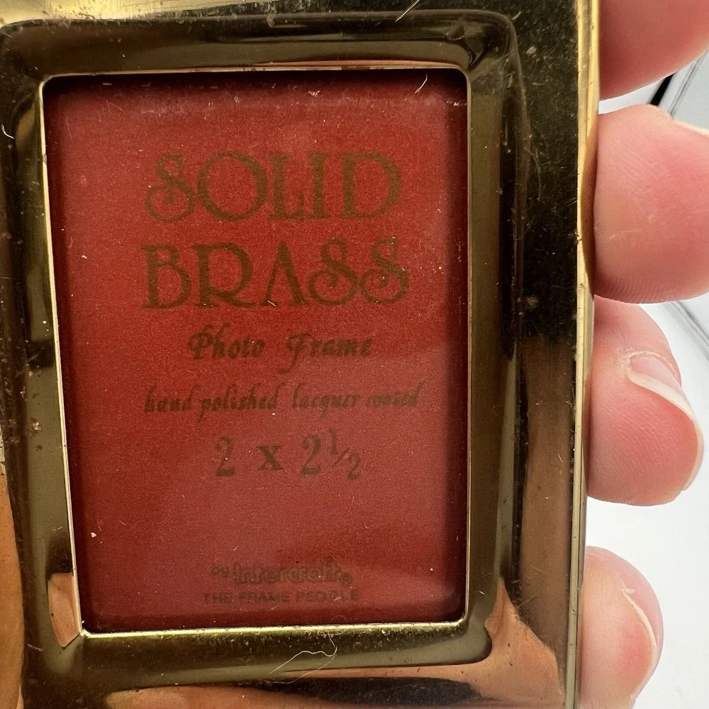 Vintage Lot of 3 Solid Brass Tabletop Small Mini Rectangle 2x2.5 Picture Frames